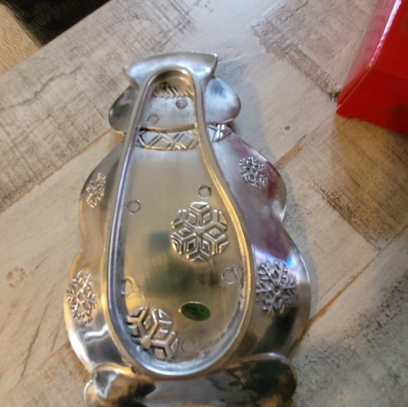 NWT Vintage Pewter-Style Snowman Dish in box from May Co - Picture 2 of 6